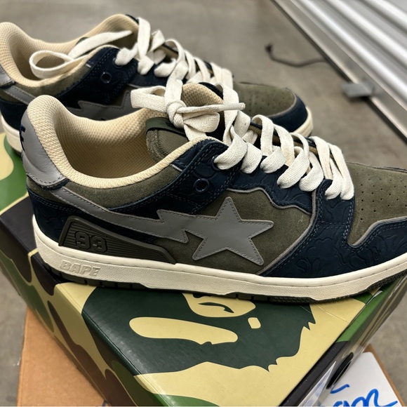 Mens A Bathing Ape Navy sk8-sta shoe Size 9 - Picture 5 of 11